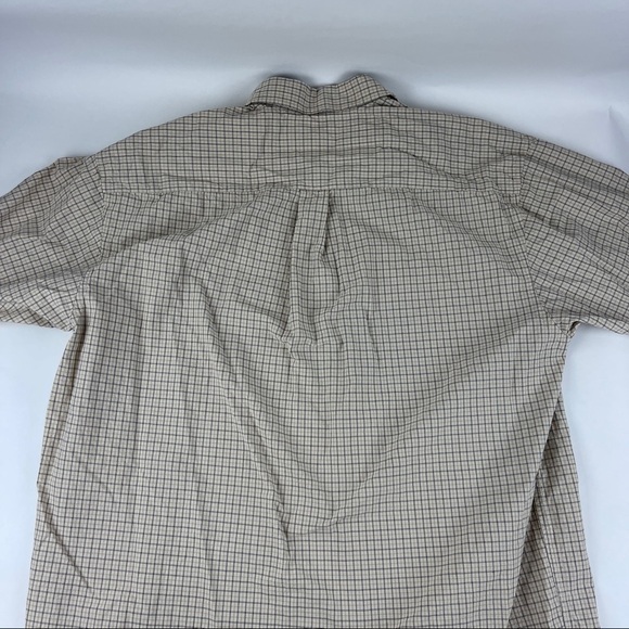 Eddie Bauer Button Up Shirt Mens XL Tall Tan Black Plaid - Picture 8 of 8
